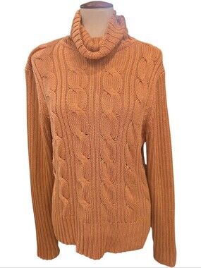 Neiman Marcus Exclusive Womens Tan/Sand Silk Blend Turtleneck Sweater Size XL